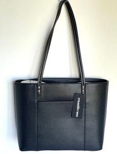 Karl Lagerfeld Tote Maybelle Womens Black Medium Shoulder Bag Charms Vegan Leather