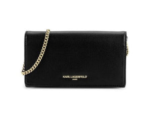 Karl Lagerfeld Shoulder Bag Clutch Black Chain Wallet Card Case Convertible