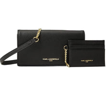 Load image into Gallery viewer, Karl Lagerfeld Shoulder Bag Clutch Black Chain Wallet Card Case Convertible