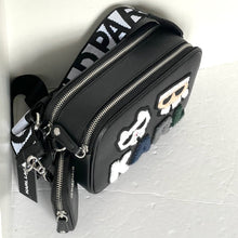 Load image into Gallery viewer, Karl Lagerfeld Maybelle Camera Bag Felt Ikons Black Crossbody Guitar Strap Coin