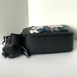 Karl Lagerfeld Maybelle Camera Bag Felt Ikons Black Crossbody Guitar Strap Coin