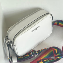 Load image into Gallery viewer, Karl Lagerfeld Maybelle Crossbody White Rainbow Pride Strap Camera Bag Double Zip