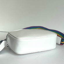 Load image into Gallery viewer, Karl Lagerfeld Maybelle Crossbody White Rainbow Pride Strap Camera Bag Double Zip
