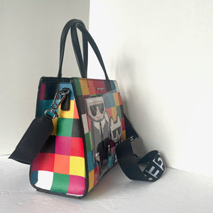 Karl Lagerfeld Maybelle Satchel Checker Karl Cat Top Handle Crossbody Coin Purse