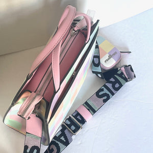 Karl Lagerfeld Maybelle Satchel Pink Pastel Check Crossbody Coin Purse