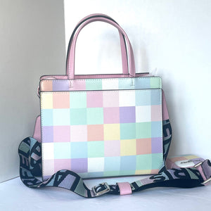Karl Lagerfeld Maybelle Satchel Pink Pastel Check Crossbody Coin Purse