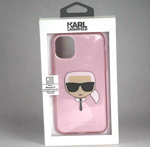 Karl Lagerfeld iPhone 11 Case Pink Glitter Choupette Head Tie Bumper Slim