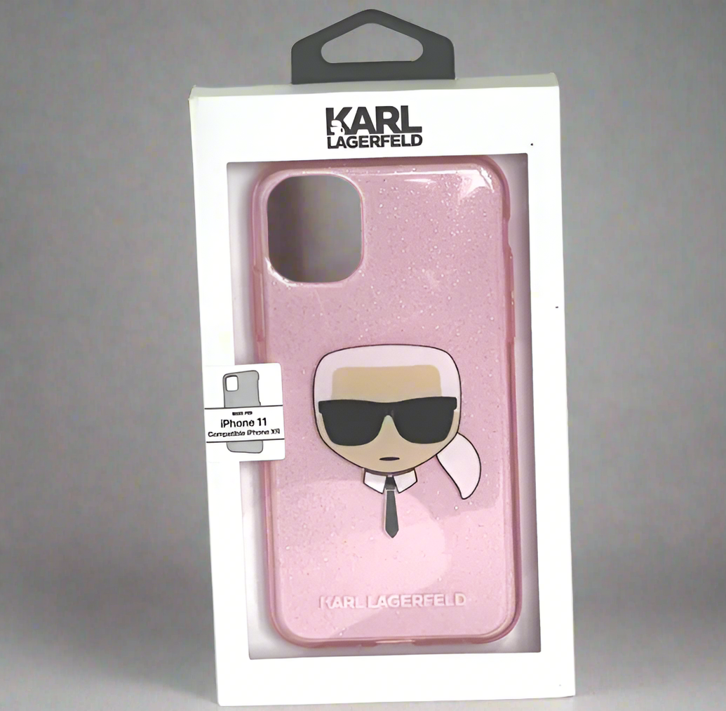 Karl Lagerfeld iPhone 11 Case Pink Glitter Choupette Head Tie Bumper Slim