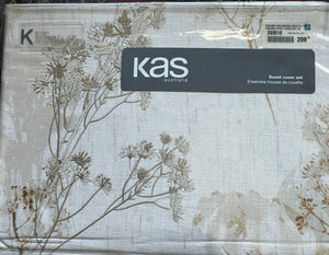 Kas Queen King Duvet Cover Set Off White Floral Cotton 3 Piece Embroidered