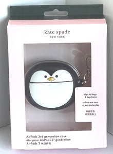 Kate Spade Airpods 3rd Generation Case Marty Penguin White Black Clip