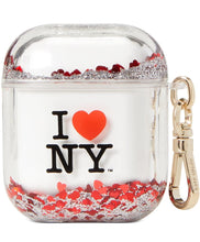 Load image into Gallery viewer, Kate Spade Airpods Case White I love NY Liquid Glitter Red Heart Keychain 1st Gen