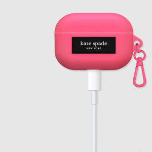 Kate Spade Airpods Pro 1 & 2 GEN Case Silicone Pom Pom Pink Keychain Clip