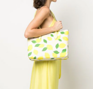 Kate Spade All Day Large Tote Lemon Toss Leather Detachable Wristlet Shoulder Bag