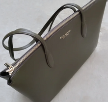 Load image into Gallery viewer, Kate Spade All Day Tote Large Leather Laptop Work Shoulder Bag Green