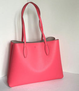 Kate Spade All Day Tote Pink Large Leather Shoulder Bag Polkadot Wristlet ORIG PKG