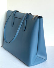 Load image into Gallery viewer, Kate Spade All Day Zip Work Tote Large Blue Leather Laptop Shoulder Bag Manta