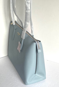 Kate Spade All Day Zip Work Tote Large Blue Leather Laptop Shoulder Bag Ocean