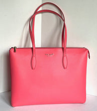Load image into Gallery viewer, Kate Spade All day Zip Work Tote Womens Large Pink Leather Laptop Bag, Peach Melba