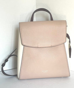 Kate Spade Backpack Womens Beige Medium Leather Pushlock Adjustable Grace