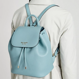 Kate Spade Sinch Backpack Womens Blue Medium Leather Flap Closure Adjustable