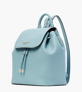 Kate Spade Sinch Backpack Womens Blue Medium Leather Flap Closure Adjustable