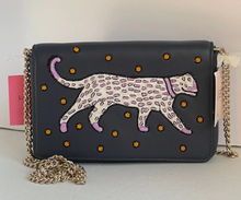 Load image into Gallery viewer, Kate Spade Beaded Panther Crossbody Blue Chain Wallet Leather Slim Bag