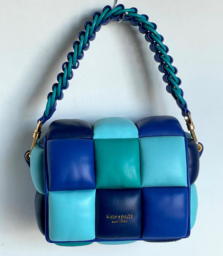 Kate Spade Boxxy Blueberry Multi 3D Leather Crossbody Colorblock Cube Top Handle