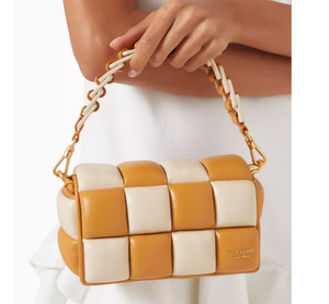Kate Spade Boxxy Colorblock East West Crossbody Bag Bare Leather Beige ORGPKG.