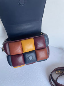 Kate Spade Boxxy Merlot Multi 3D Leather Crossbody Colorblock Cube Top Handle