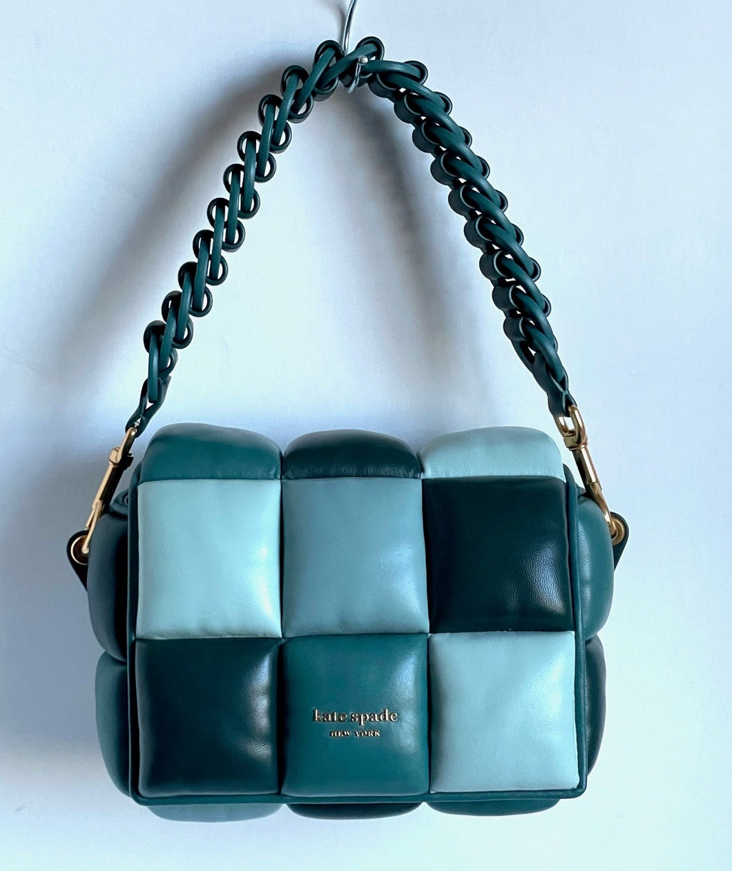 Kate Spade Boxxy Multi 3D Pine Leather Crossbody Colorblock Cube Top Handle