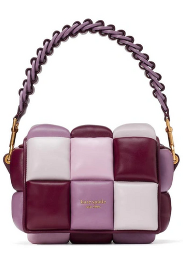 Kate Spade Boxxy Purple Multi 3D Leather Crossbody Colorblock Cube Top Handle