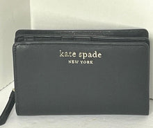 Load image into Gallery viewer, Kate Spade Cameron Medium Black Bifold Wallet Snap Coin Zip Saffiano