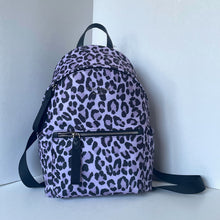 Load image into Gallery viewer, Purple leopard print backpack on a white background