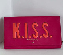Load image into Gallery viewer, Kate Spade Clutch Womens Pink Leather Love Birds KISS Vintage Tally Foldover Bag