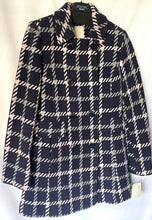 Load image into Gallery viewer, Kate Spade Coat Womens Extra Small Blue Double Breasted Plaid Wool Peacoat Bow