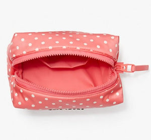 Kate Spade Cosmetic Makeup Case Womens Pink Everything Puffy Dots Nylon Pouch