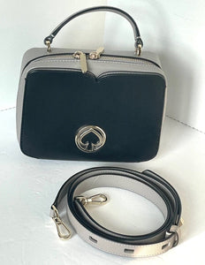 Kate Spade Crossbody Top Handle Vanity Womens Black Leather Small Boxy Bag