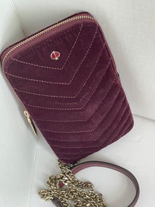 Kate Spade Crossbody Wallet Phone Case Womens Red Amelia Chain Velvet Bag