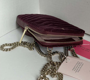 Kate Spade Crossbody Wallet Phone Case Womens Red Amelia Chain Velvet Bag