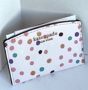 Kate Spade Crossbody Wallet Pouch Womens Rose Gold Trio Glitter Makeup Card Case