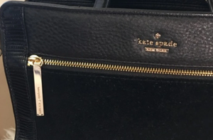 Kate Spade Crossbody Womens Black Large Satchel Leather Suede Harlan Bag