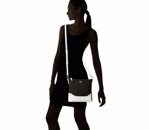 Kate Spade Crossbody Womens Black Shoulder Bag Leather Canvas Slim Jemma