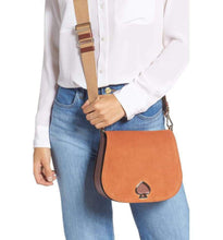 Load image into Gallery viewer, Kate Spade Crossbody Womens Brown Large Saddle Bag Suede Leather Shoulder