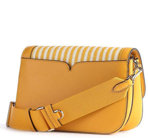 Kate Spade Buddie Shoulder Bag Clutch Medium Yellow Leather Straw Crossbody