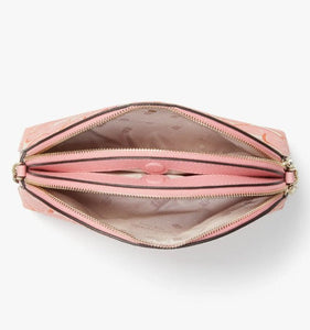 Kate Spade Crossbody Womens Pink Spencer Double Zip Leather Dome Bag Vegan