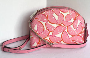 Kate Spade Crossbody Womens Pink Spencer Double Zip Leather Dome Bag Vegan