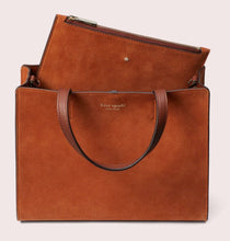 Load image into Gallery viewer, Kate Spade Sam Suede Satchel Crossbody Brown Leather Bag plus Clutch Pouch