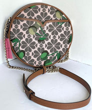 Load image into Gallery viewer, Kate Spade Crossbody Womens Small Brown Canteen Floral Jacquard Cherry Round