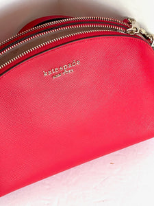 Kate Spade Crossbody Womens Small Red Leather Dome Spencer Double Zip