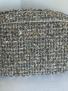 Kate Spade Crossbody Womens Small Silver Camera Bag Metallic Tweed Clutch